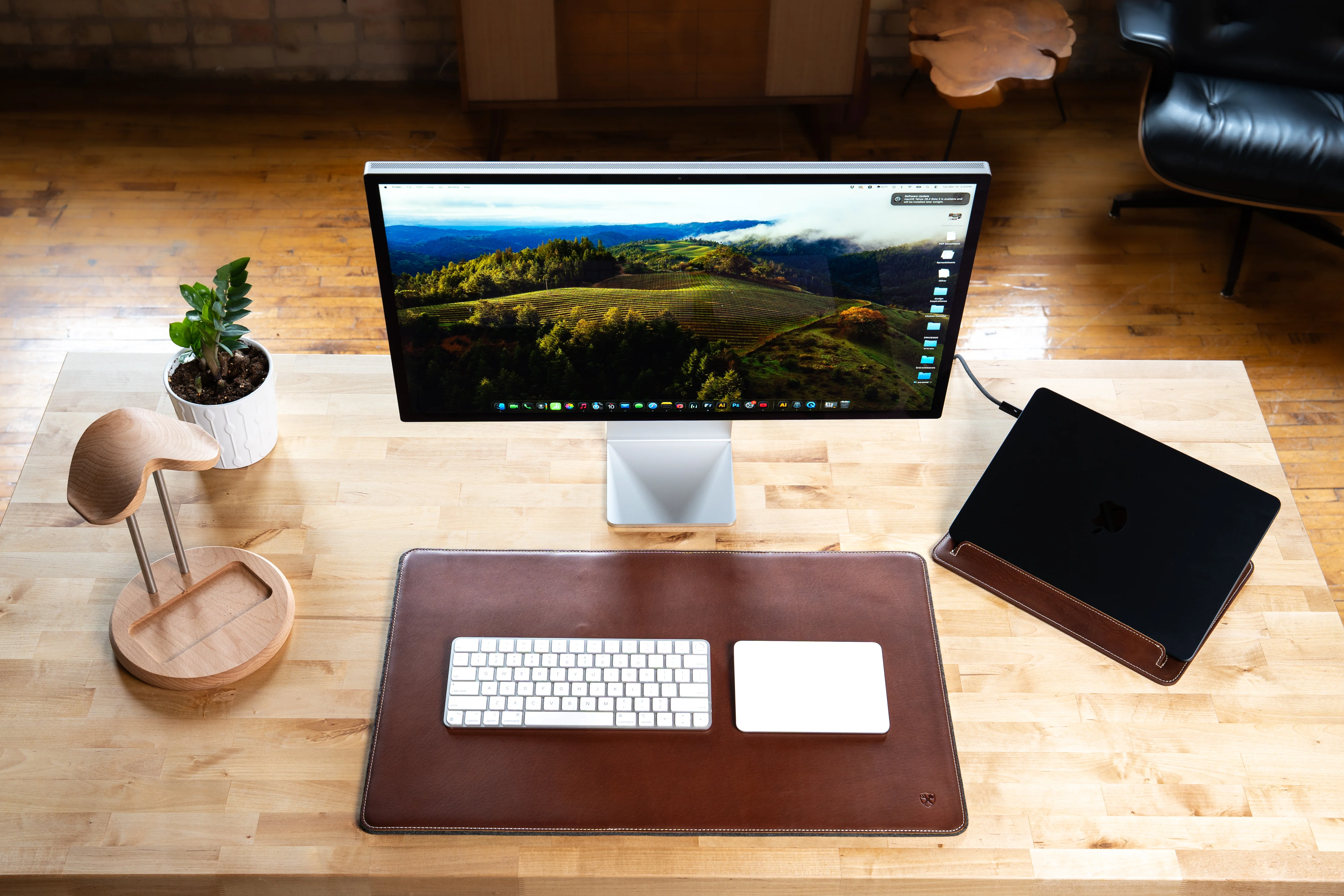 Leather And Woolen Desk Pad - Image 2